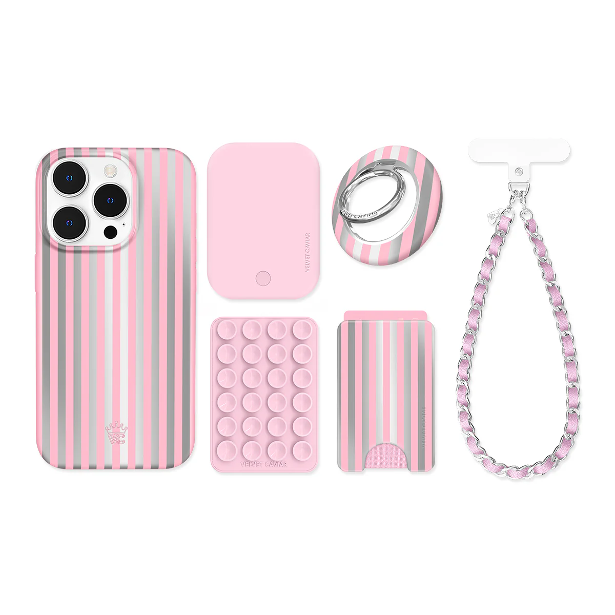 Pink Chrome Stripes iPhone Bundle Set - Image 7