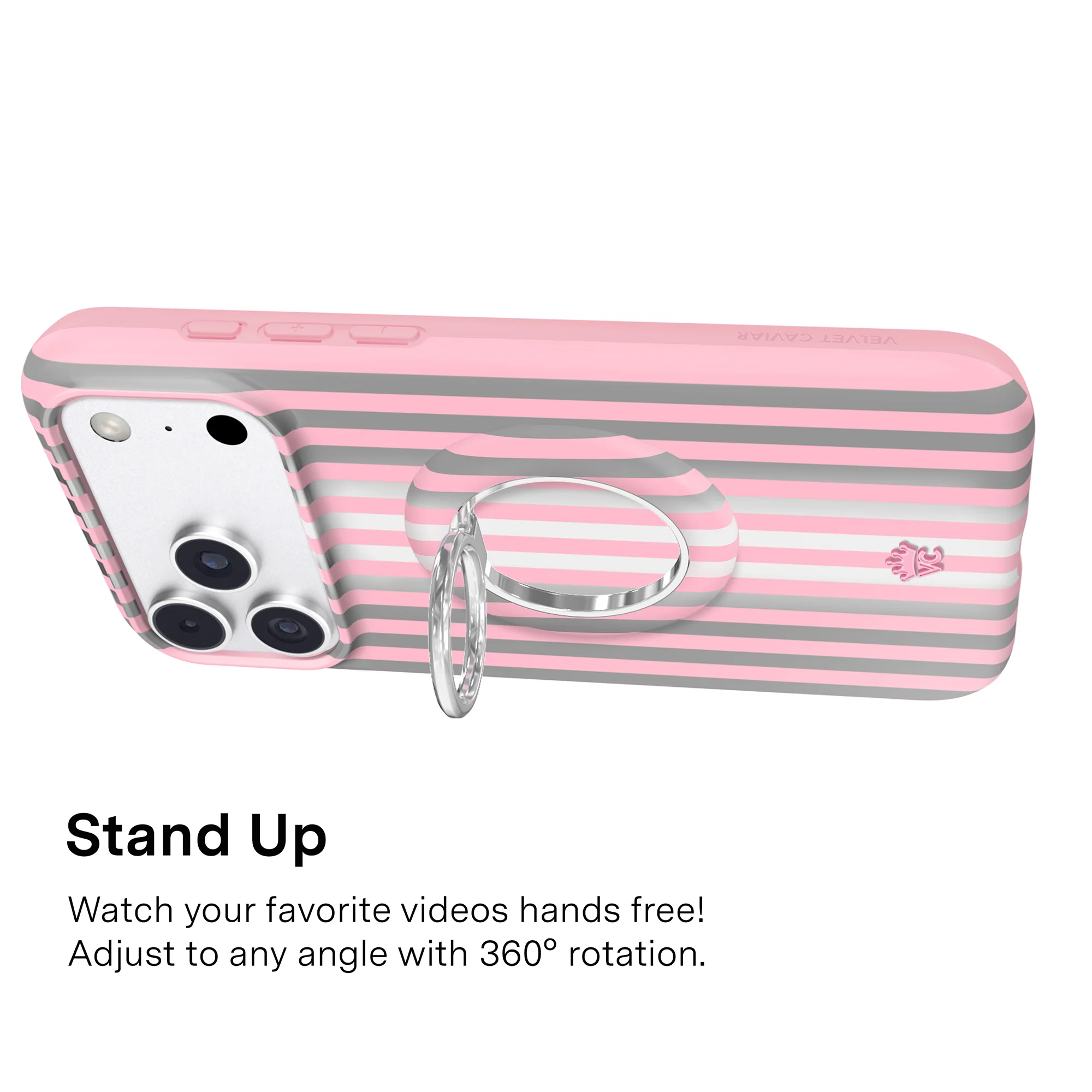 Pink Chrome Stripes MagSafe Grip Ring - Image 5