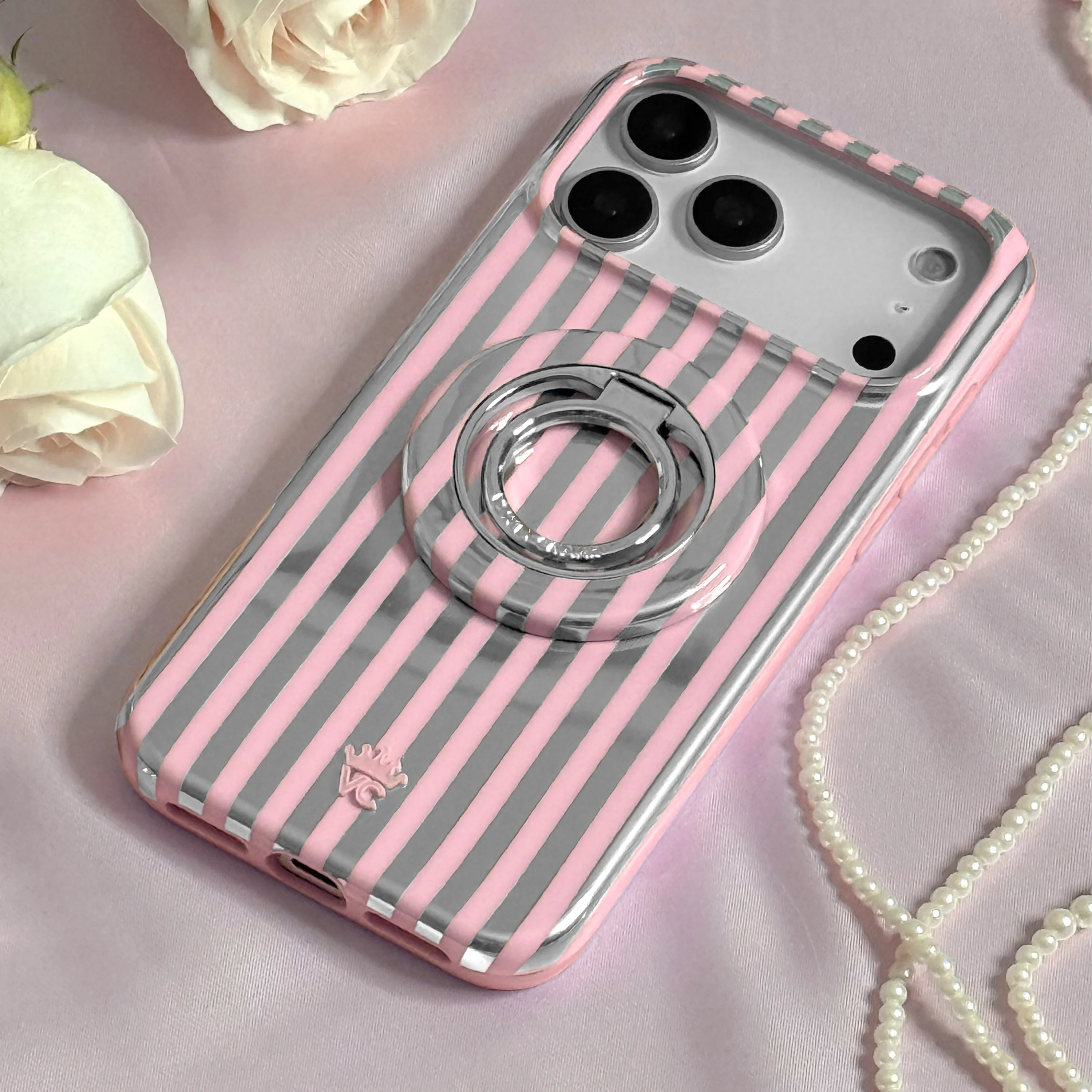 Pink Chrome Stripes MagSafe Grip Ring - Image 6