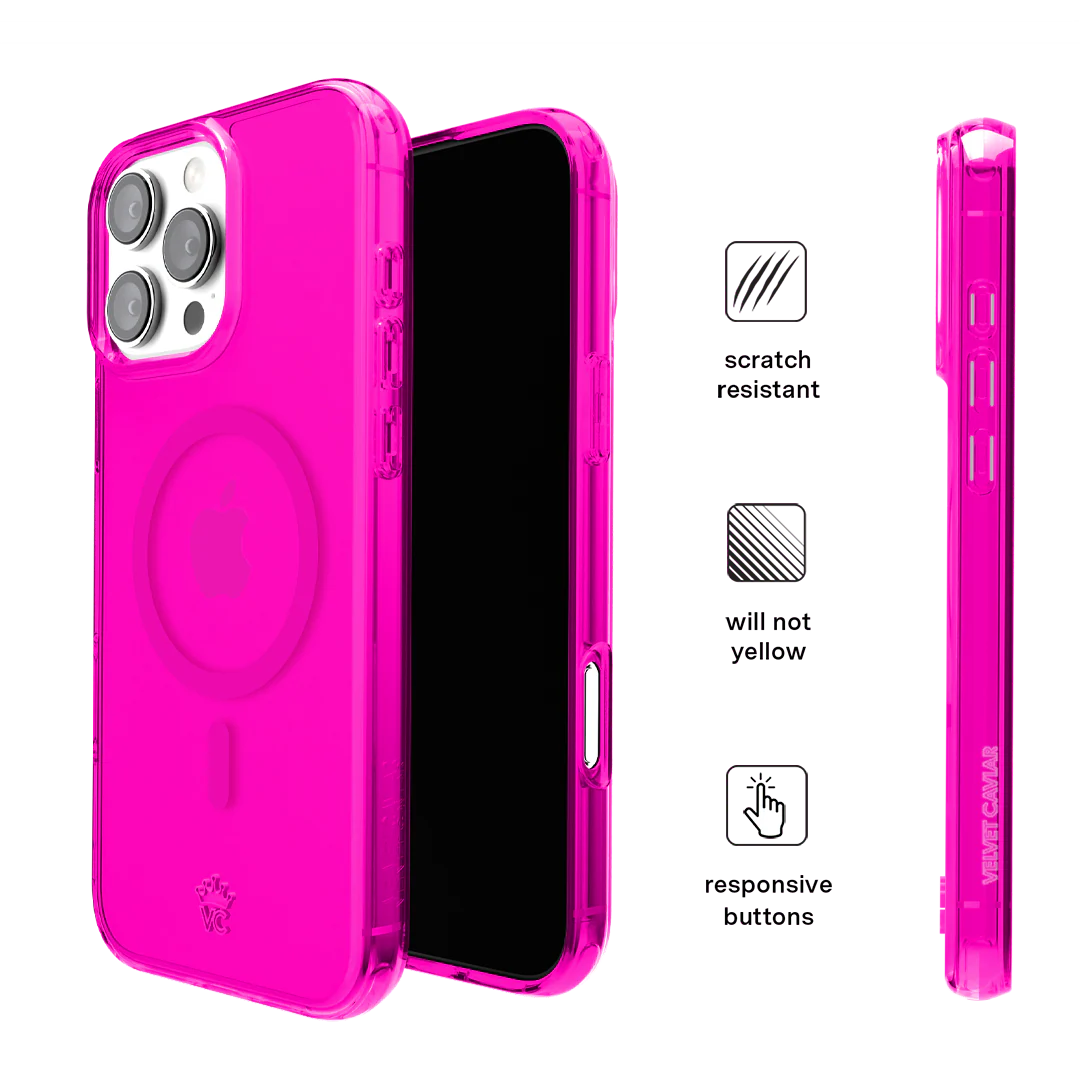 Neon Pink Clear iPhone Case - Image 123