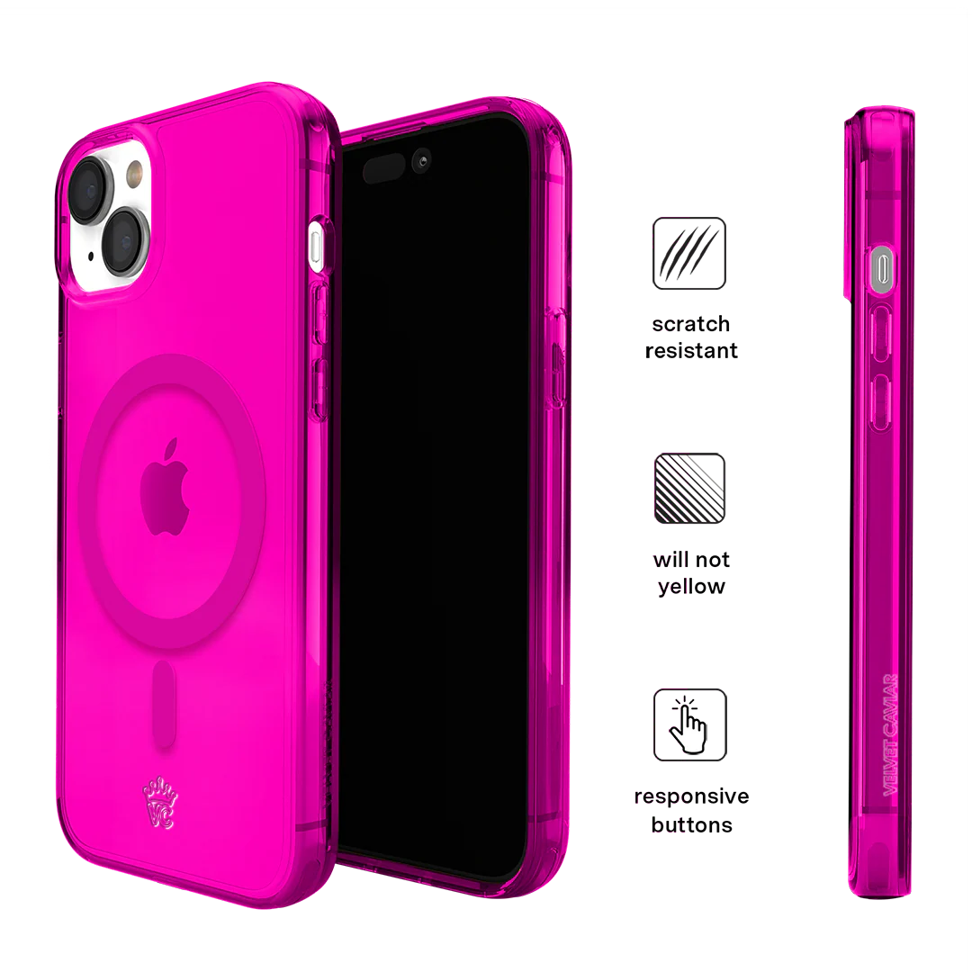 Neon Pink Clear iPhone Case - Image 88