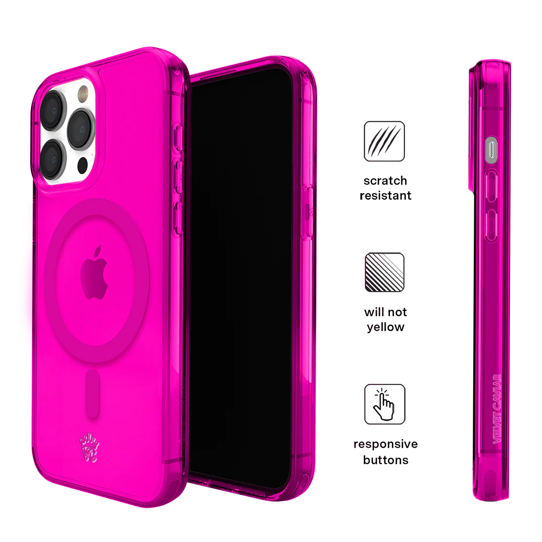 Neon Pink Clear iPhone Case - Image 98