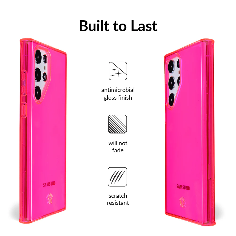 Neon Pink Clear Samsung Case - Image 103