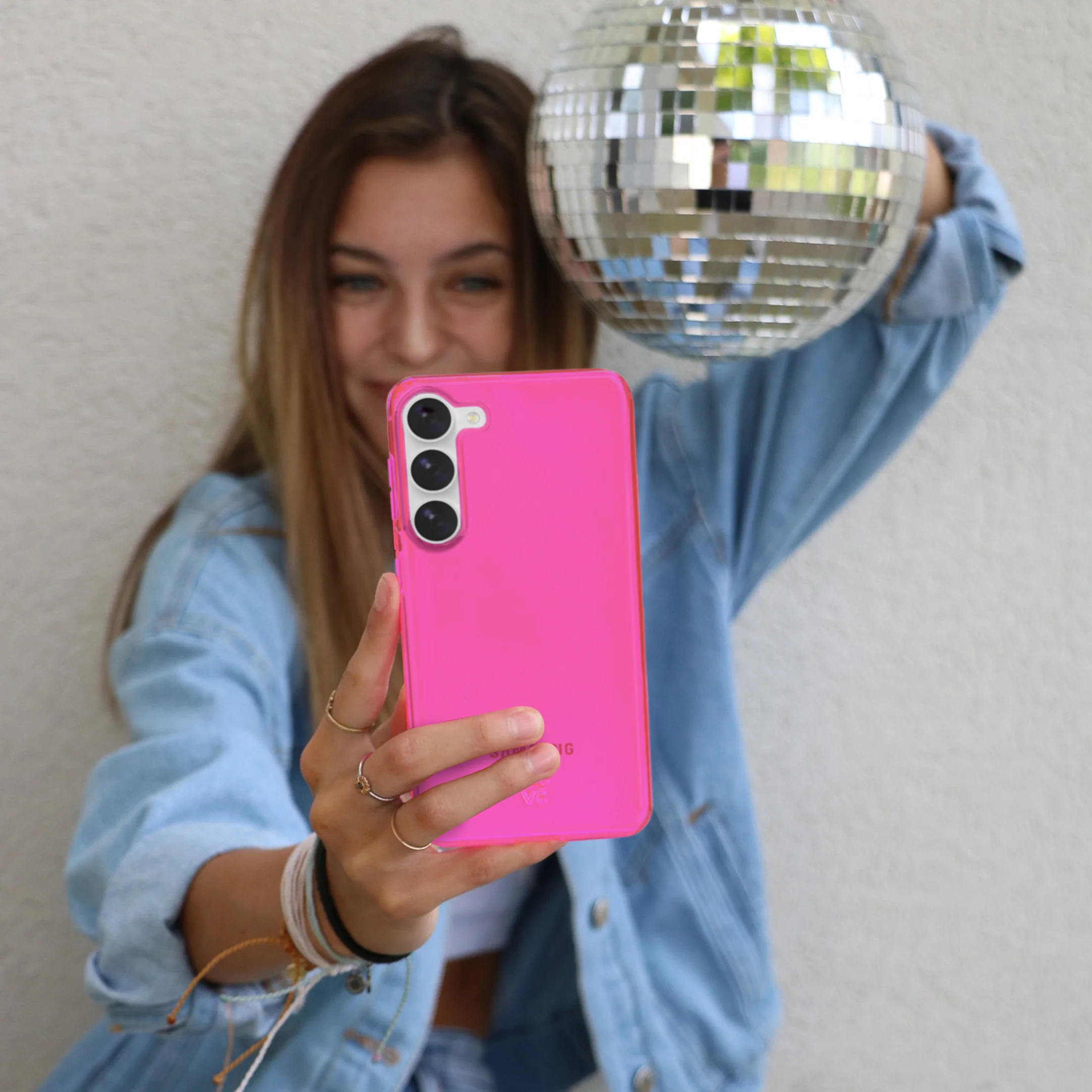 Neon Pink Clear Samsung Case - Image 114