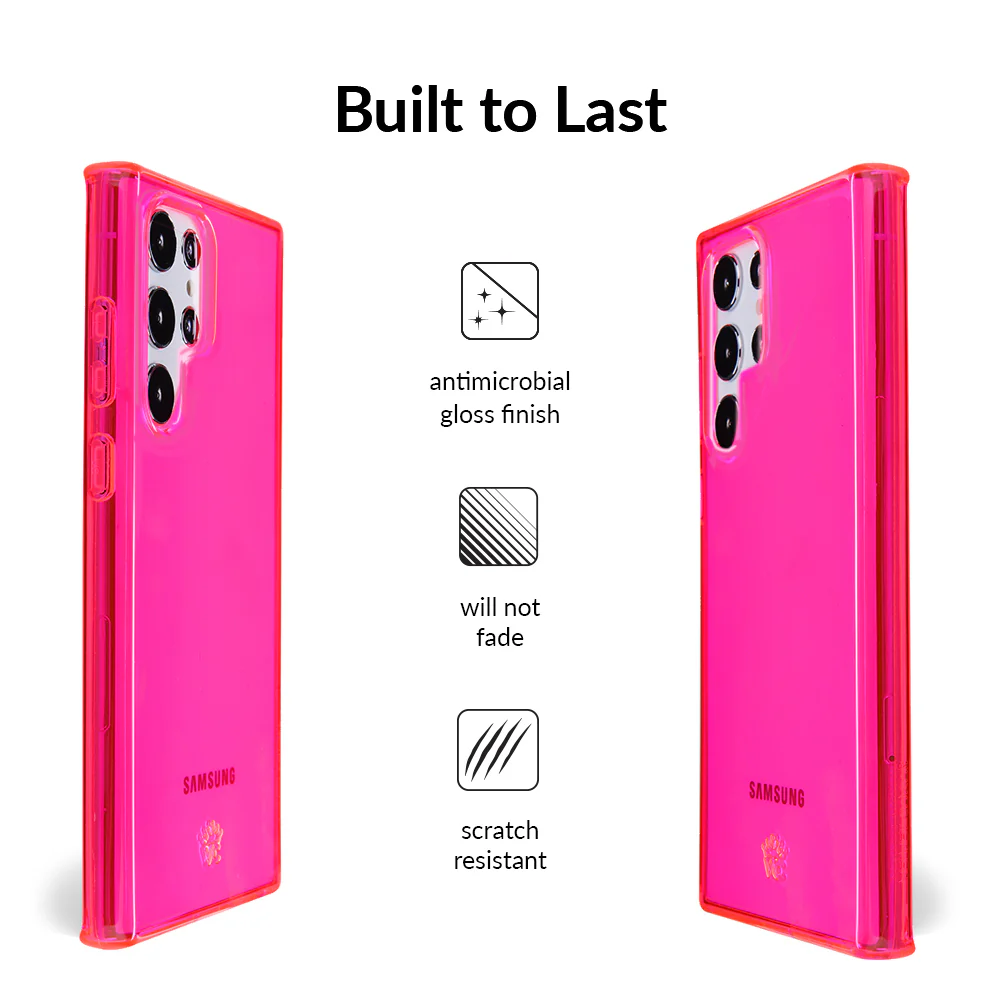 Neon Pink Clear Samsung Case - Image 122