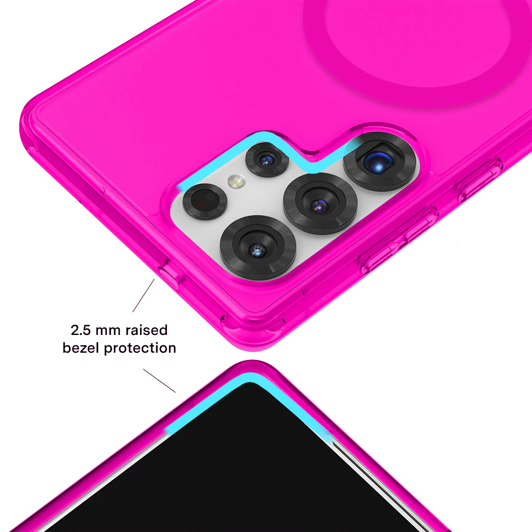 Neon Pink Clear Samsung Case - Image 126