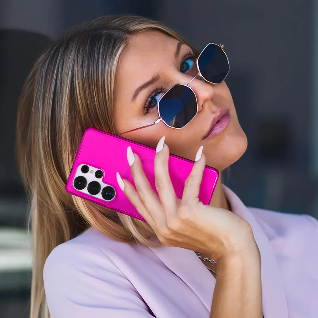 Neon Pink Clear Samsung Case - Image 130