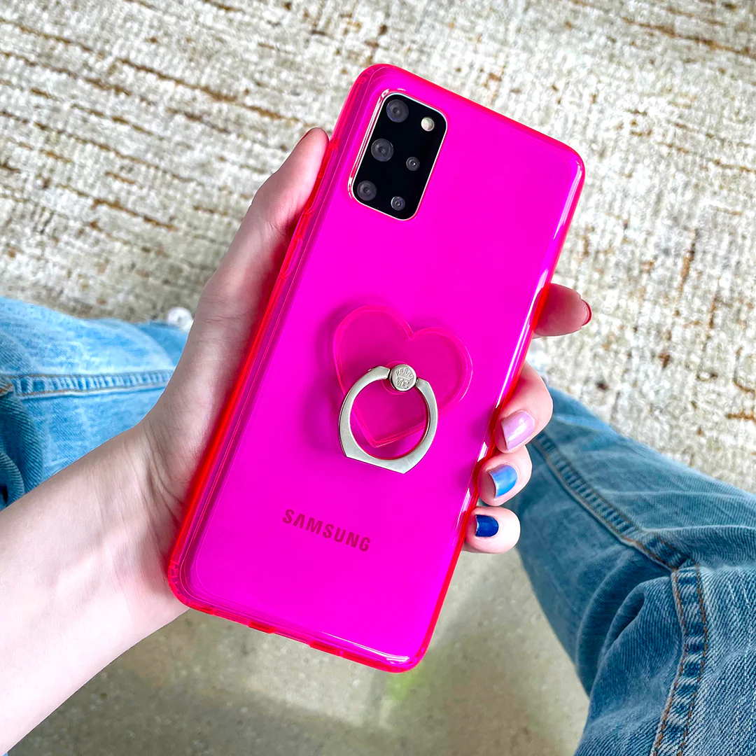 Neon Pink Clear Samsung Case - Image 64