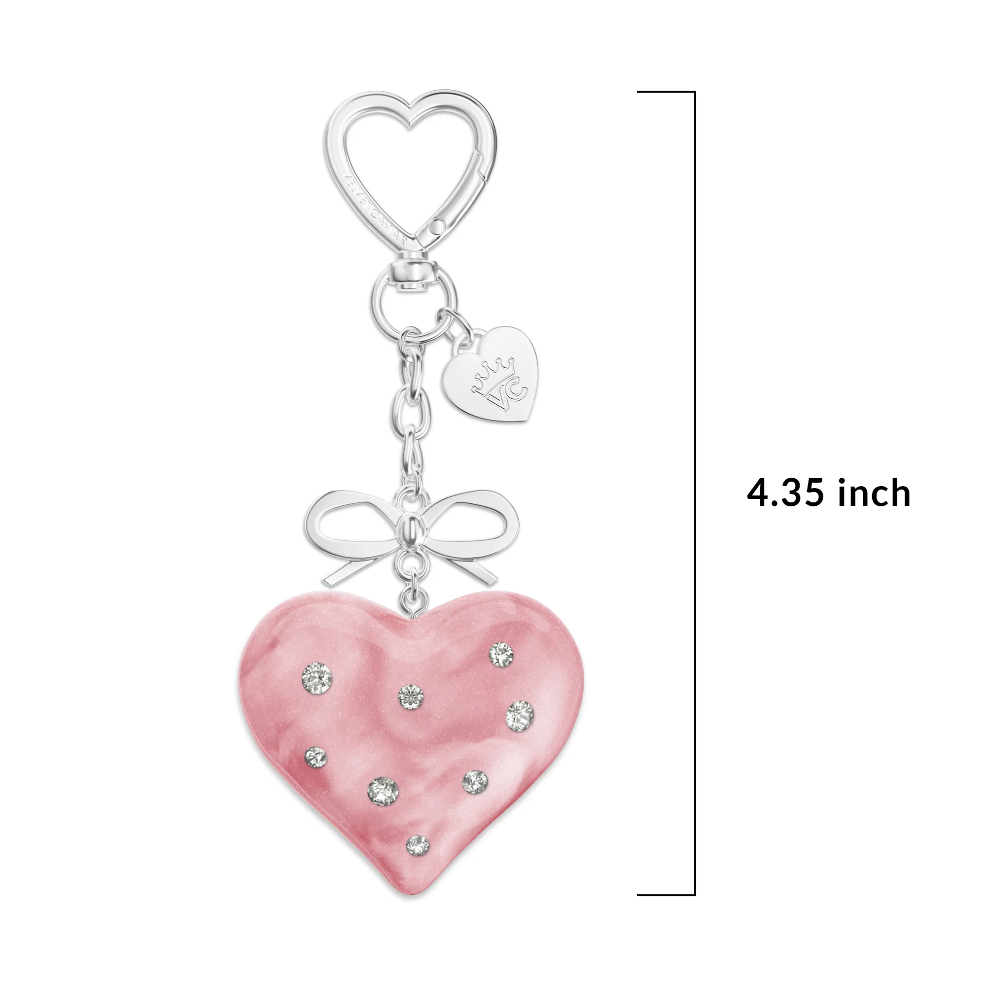 Pink Crystal Heart Bag Charm - Image 4