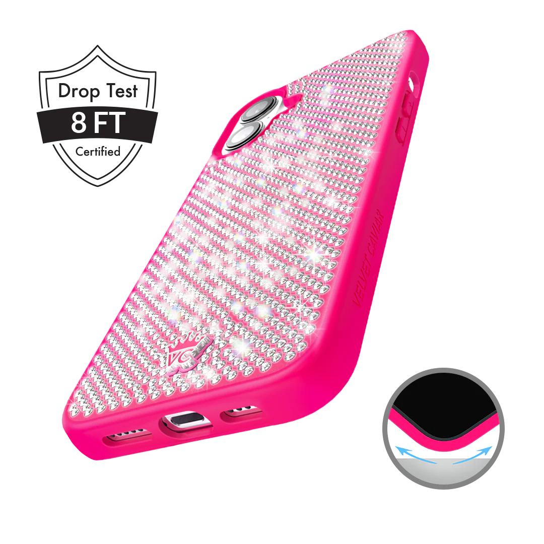 Hot Pink Caviar Crystals iPhone Case - Image 19