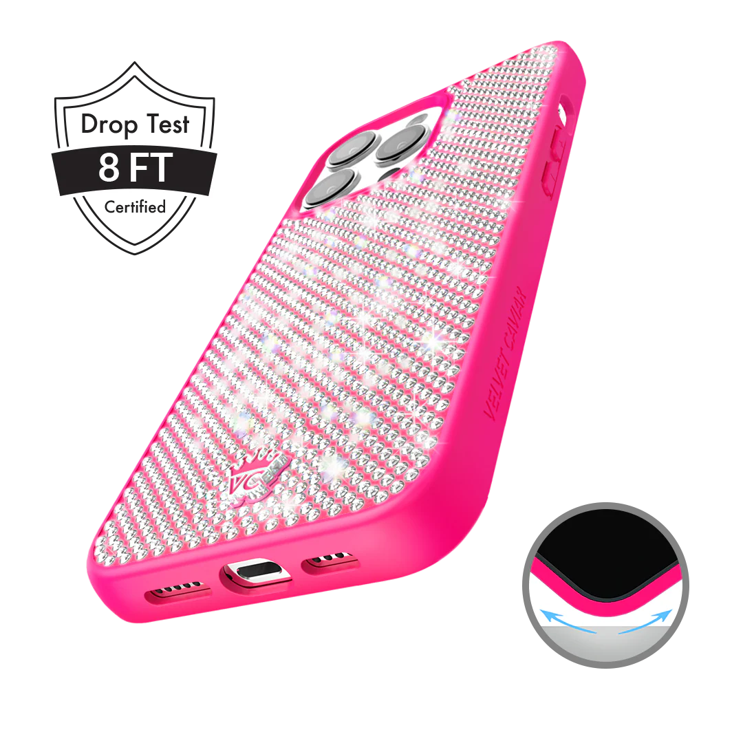 Hot Pink Caviar Crystals iPhone Case - Image 49