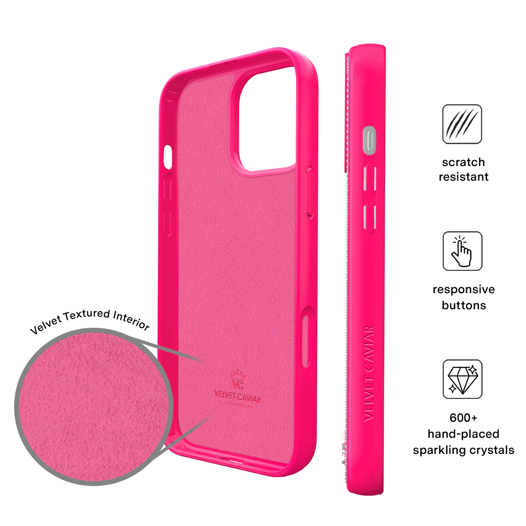 Hot Pink Caviar Crystals iPhone Case - Image 5