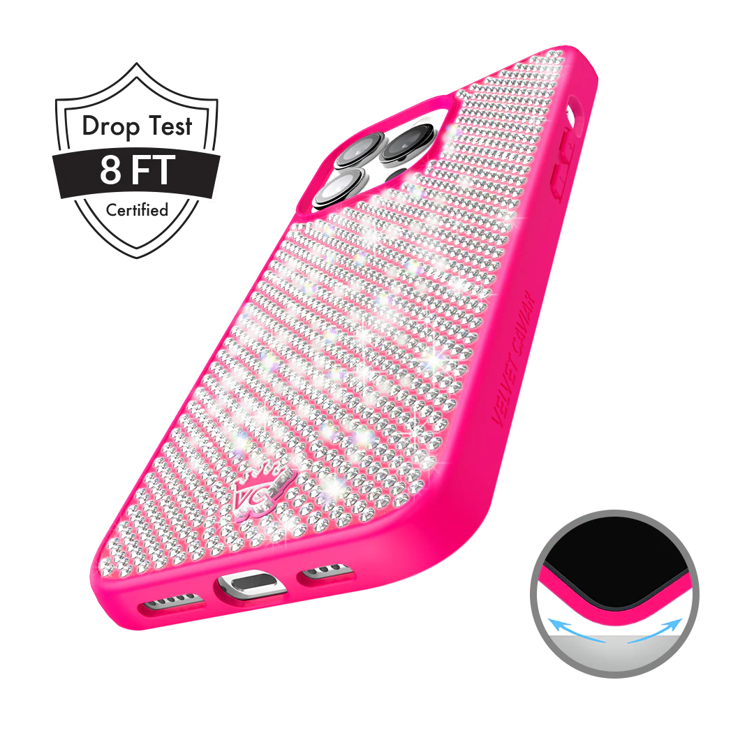 Hot Pink Caviar Crystals iPhone Case - Image 9