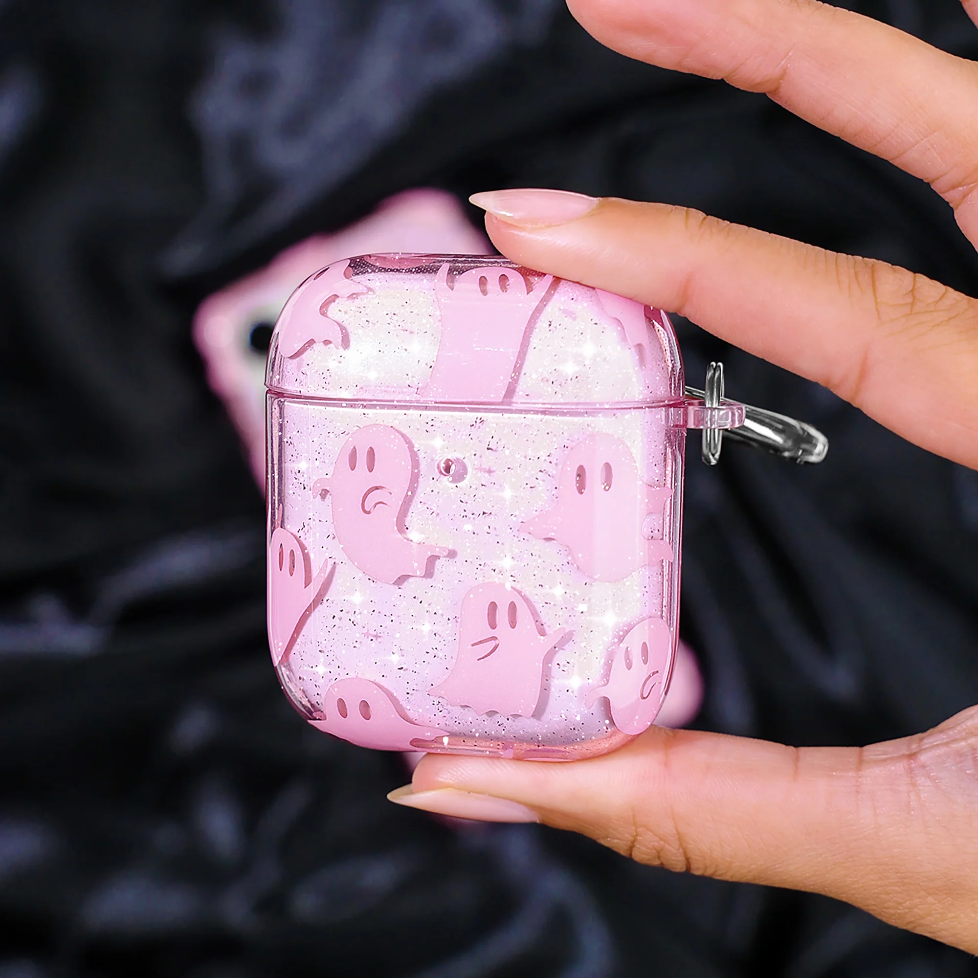 Ghosted Pink Glitter AirPod Case - Image 17