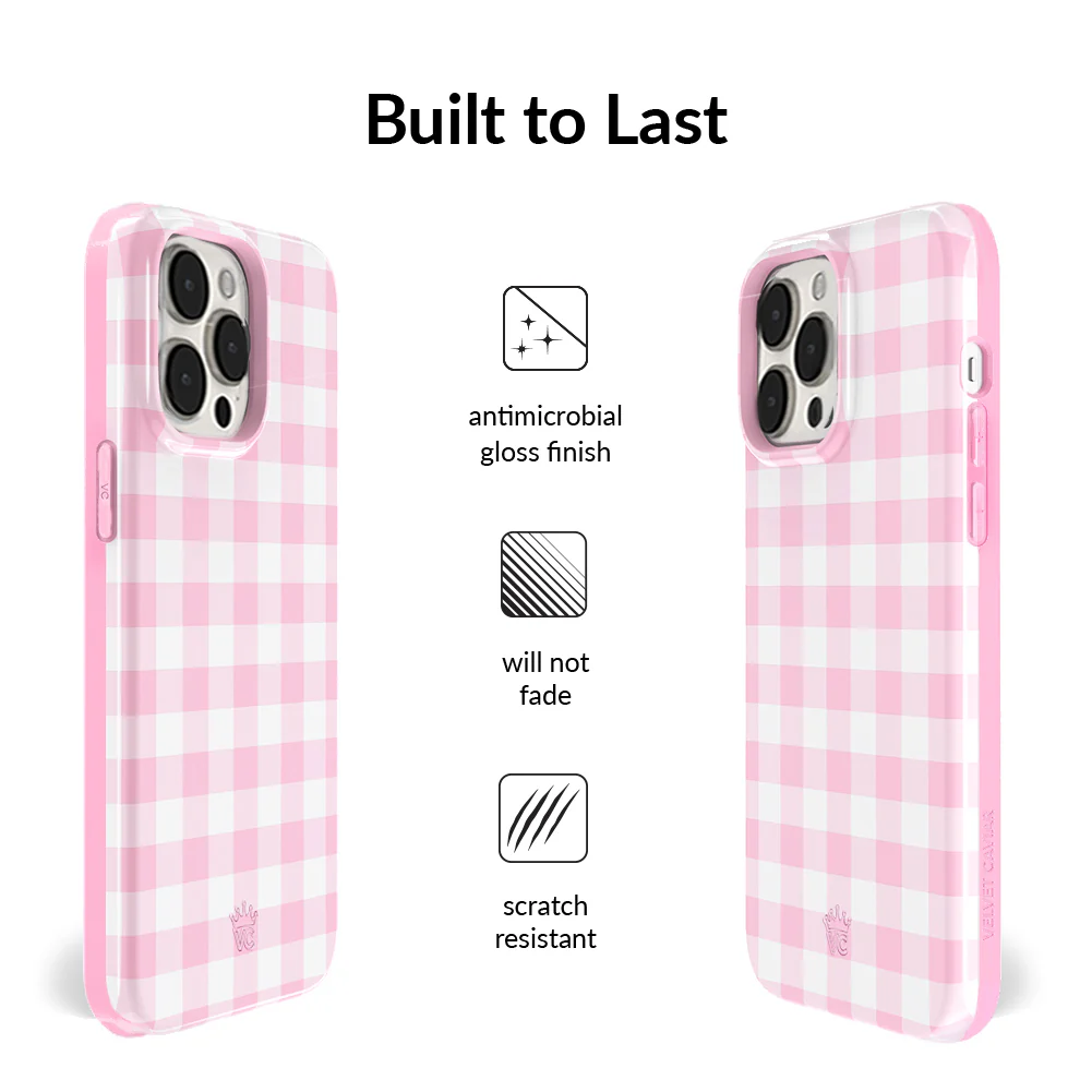 Baby Pink Gingham iPhone Case - Image 11