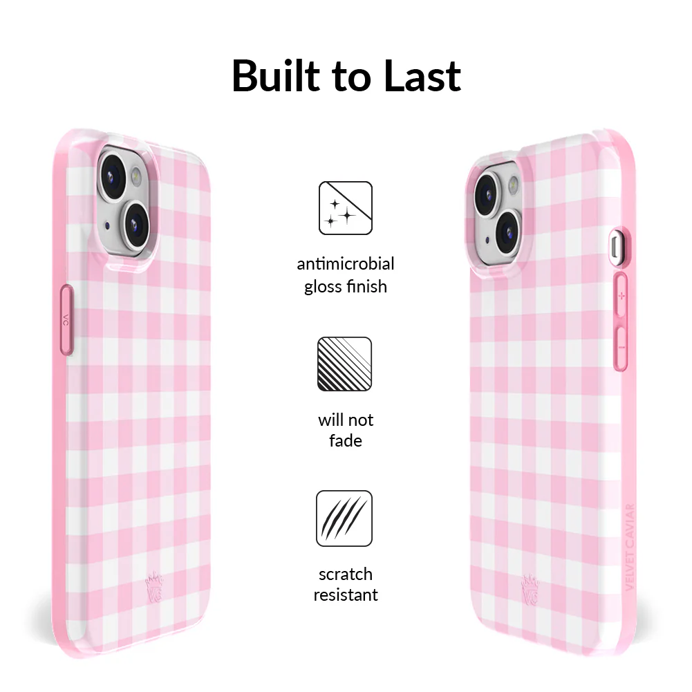 Baby Pink Gingham iPhone Case - Image 17