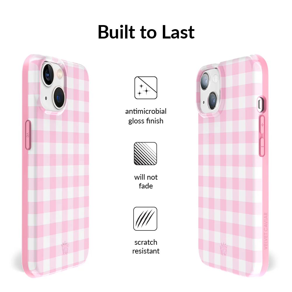 Baby Pink Gingham iPhone Case - Image 29