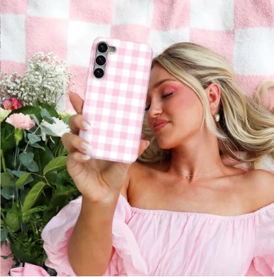 Baby Pink Gingham Samsung Case - Image 2
