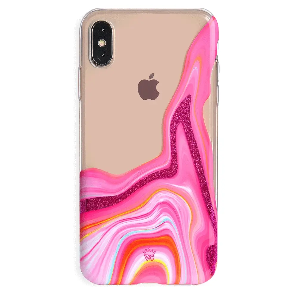 Pink Geode Glitter Clear iPhone Case - Image 13