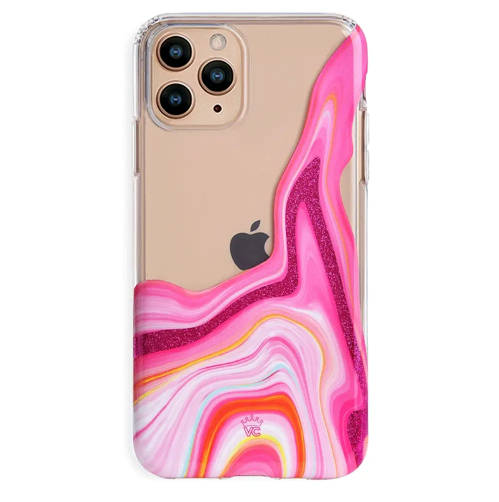 Pink Geode Glitter Clear iPhone Case - Image 25