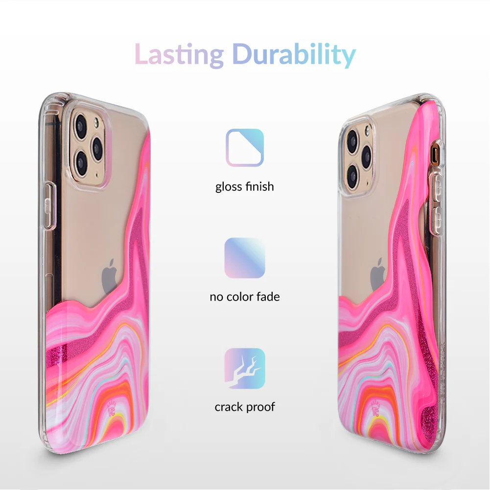 Pink Geode Glitter Clear iPhone Case - Image 29