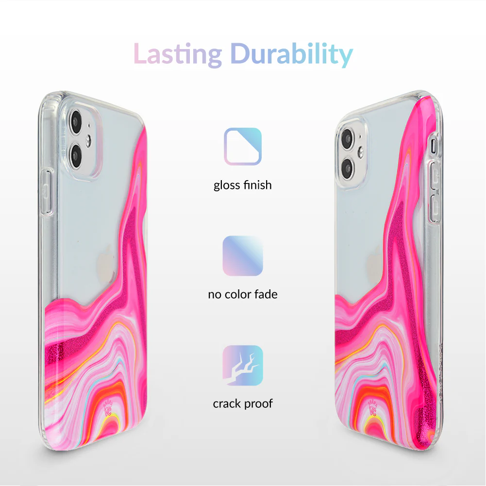 Pink Geode Glitter Clear iPhone Case - Image 35