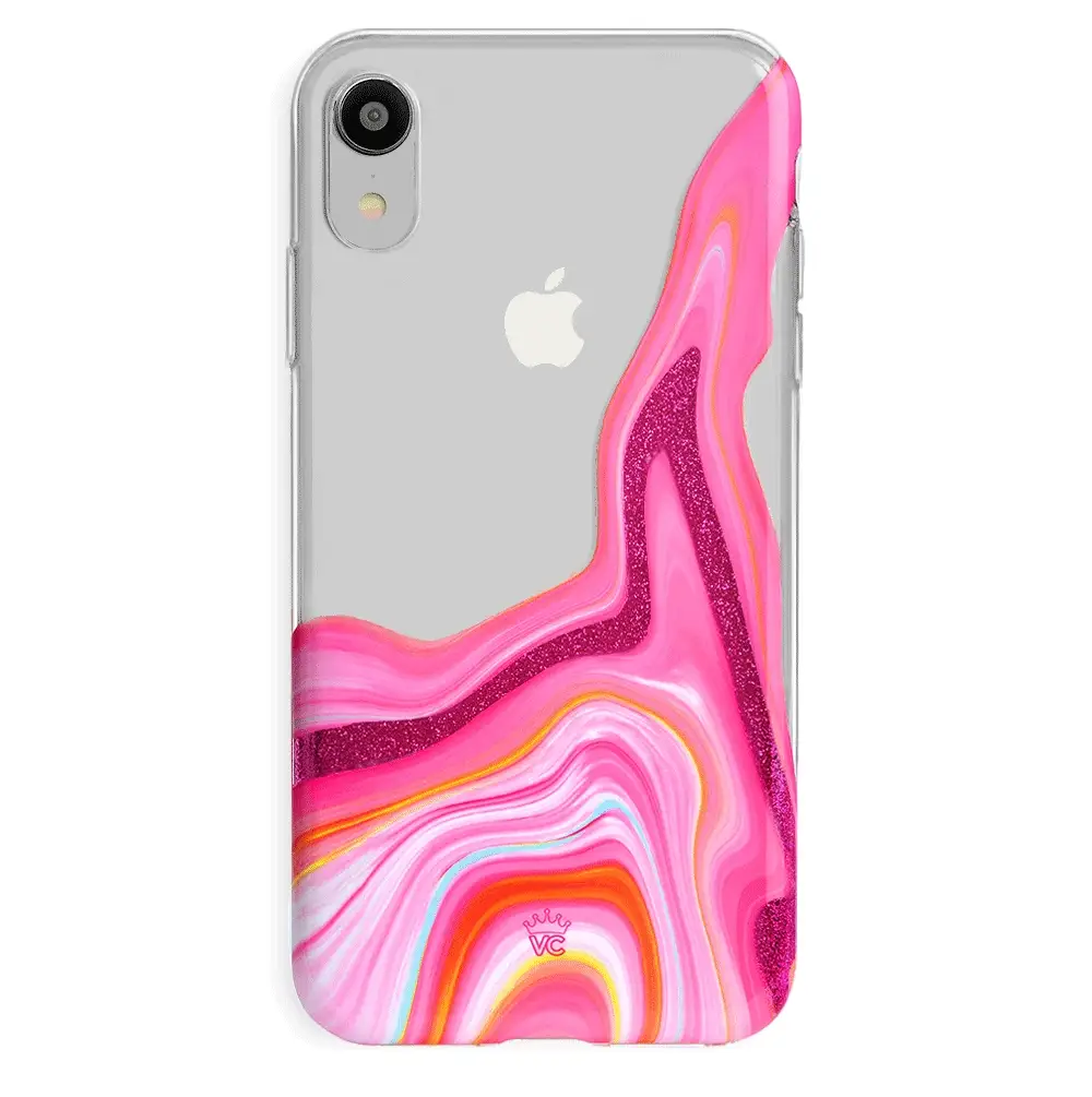 Pink Geode Glitter Clear iPhone Case - Image 43