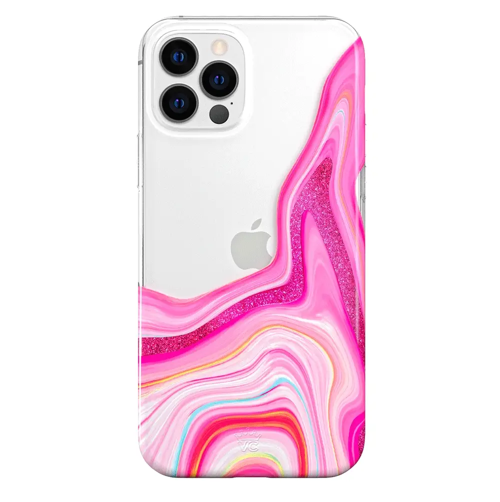 Pink Geode Glitter Clear iPhone Case - Image 45