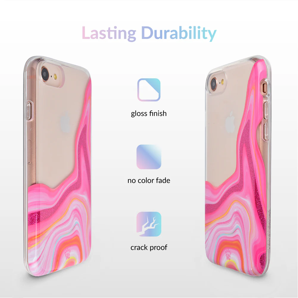 Pink Geode Glitter Clear iPhone Case - Image 5