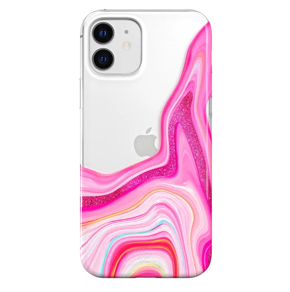 Pink Geode Glitter Clear iPhone Case - Image 58