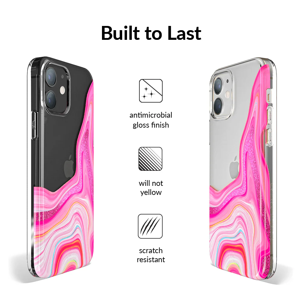 Pink Geode Glitter Clear iPhone Case - Image 61