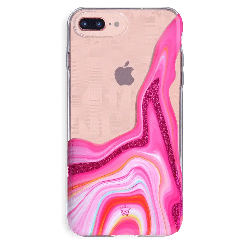 Pink Geode Glitter Clear iPhone Case - Image 7