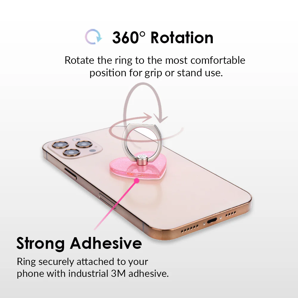 Pink Stardust Glitter Phone Ring - Image 4