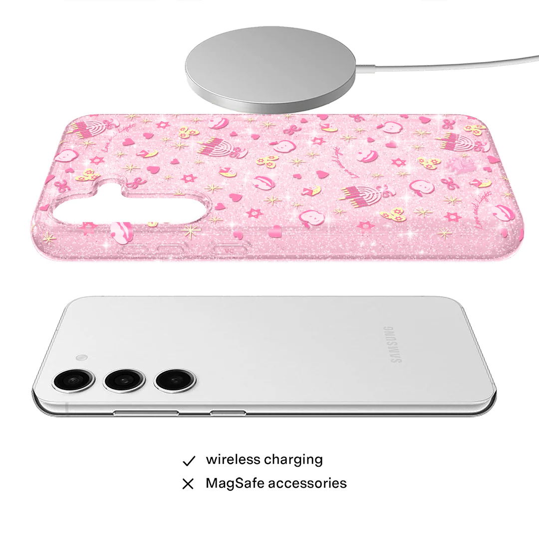 Pink Hanukkah Glitter Samsung Case - Image 24