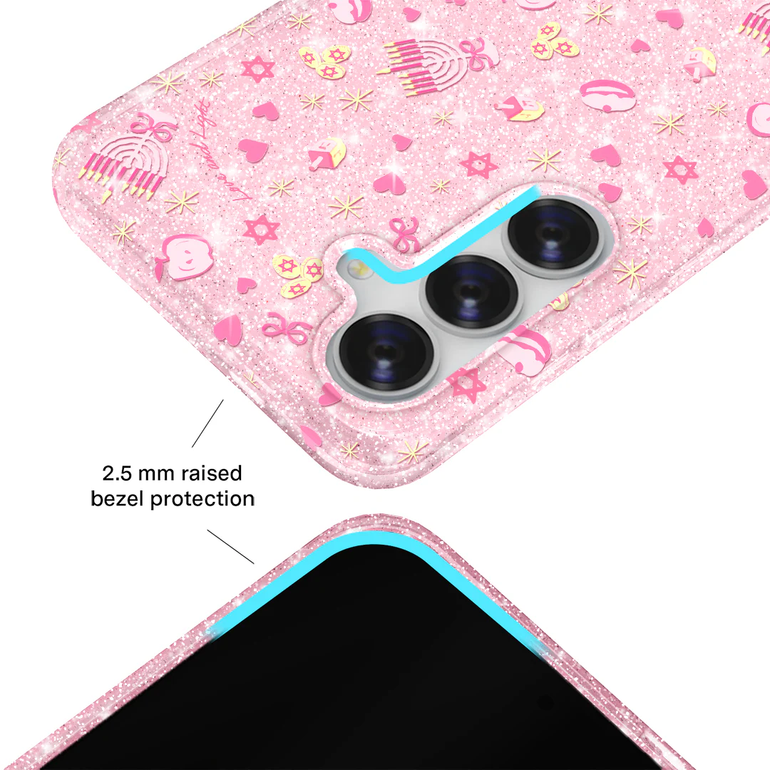 Pink Hanukkah Glitter Samsung Case - Image 27