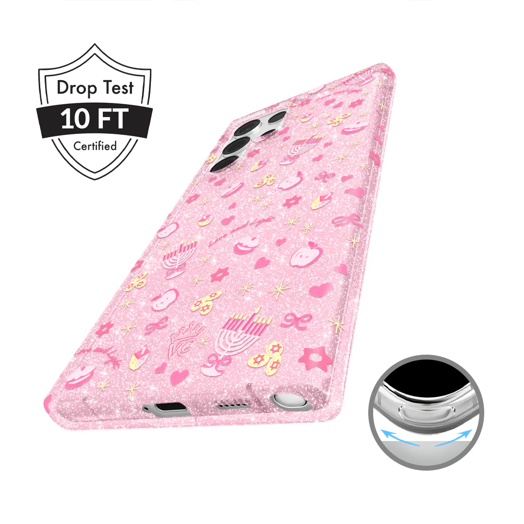 Pink Hanukkah Glitter Samsung Case - Image 32