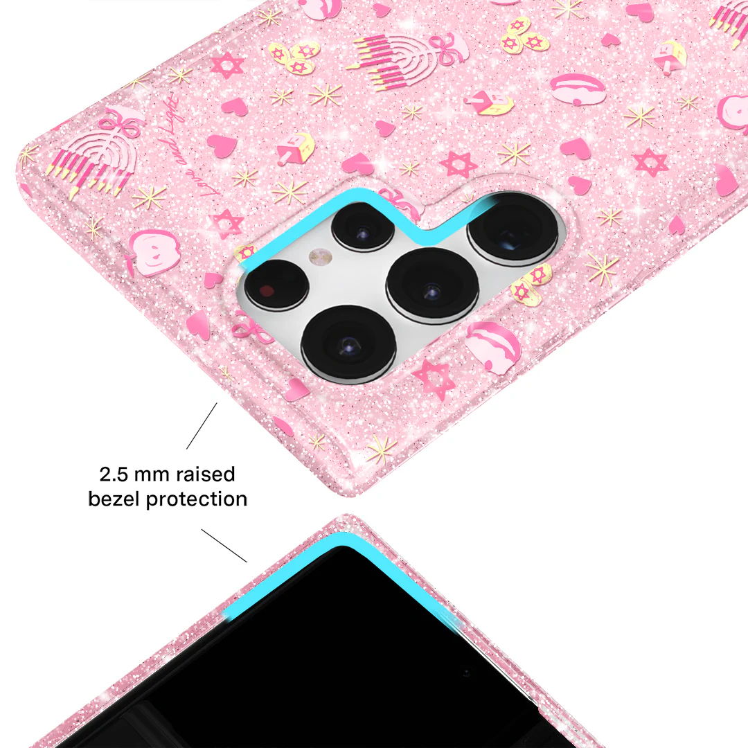 Pink Hanukkah Glitter Samsung Case - Image 33