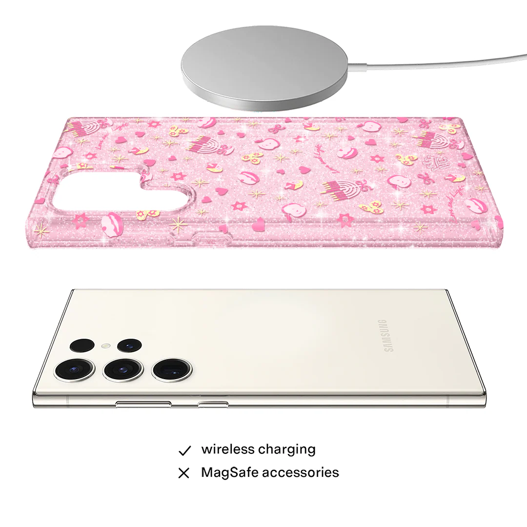 Pink Hanukkah Glitter Samsung Case - Image 34