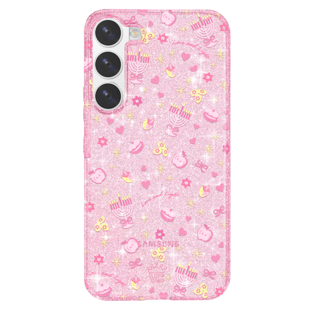 Pink Hanukkah Glitter Samsung Case - Image 36