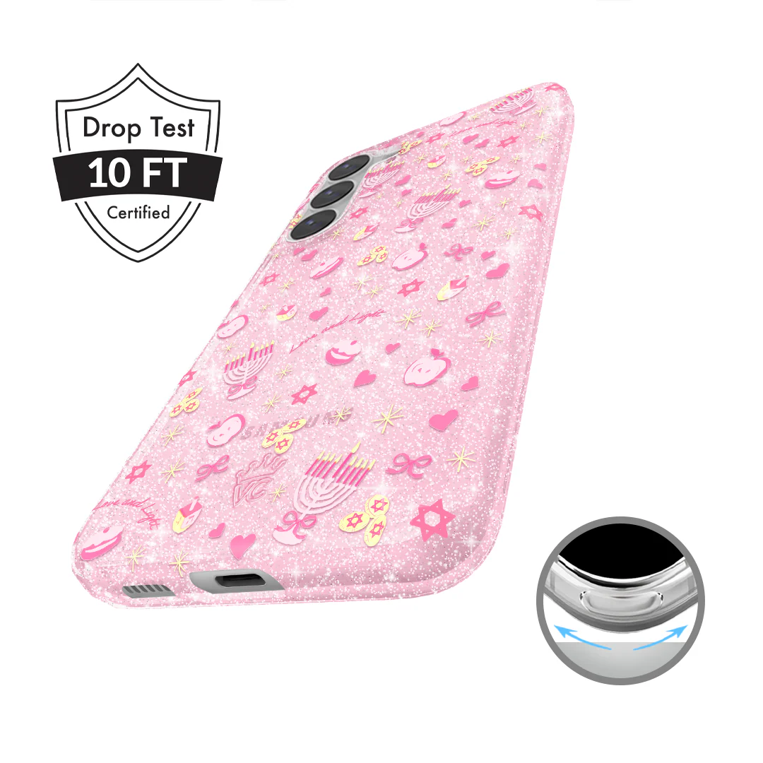 Pink Hanukkah Glitter Samsung Case - Image 37