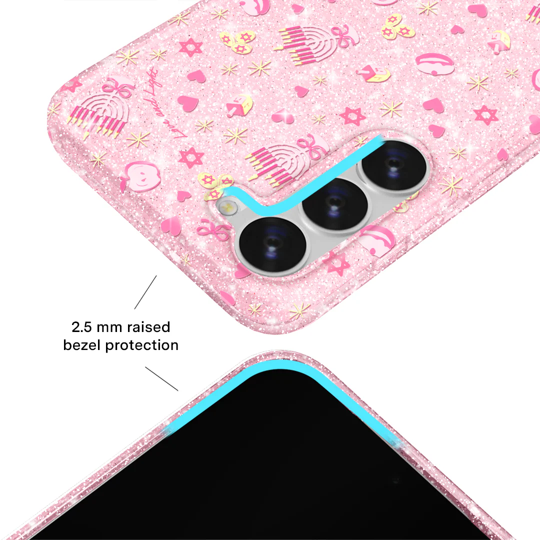 Pink Hanukkah Glitter Samsung Case - Image 38