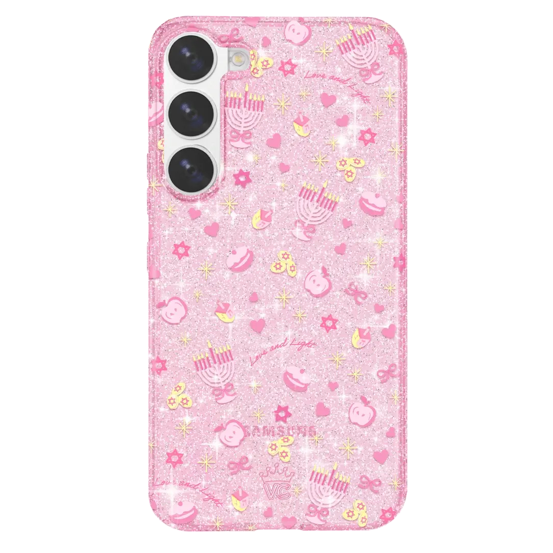Pink Hanukkah Glitter Samsung Case - Image 41