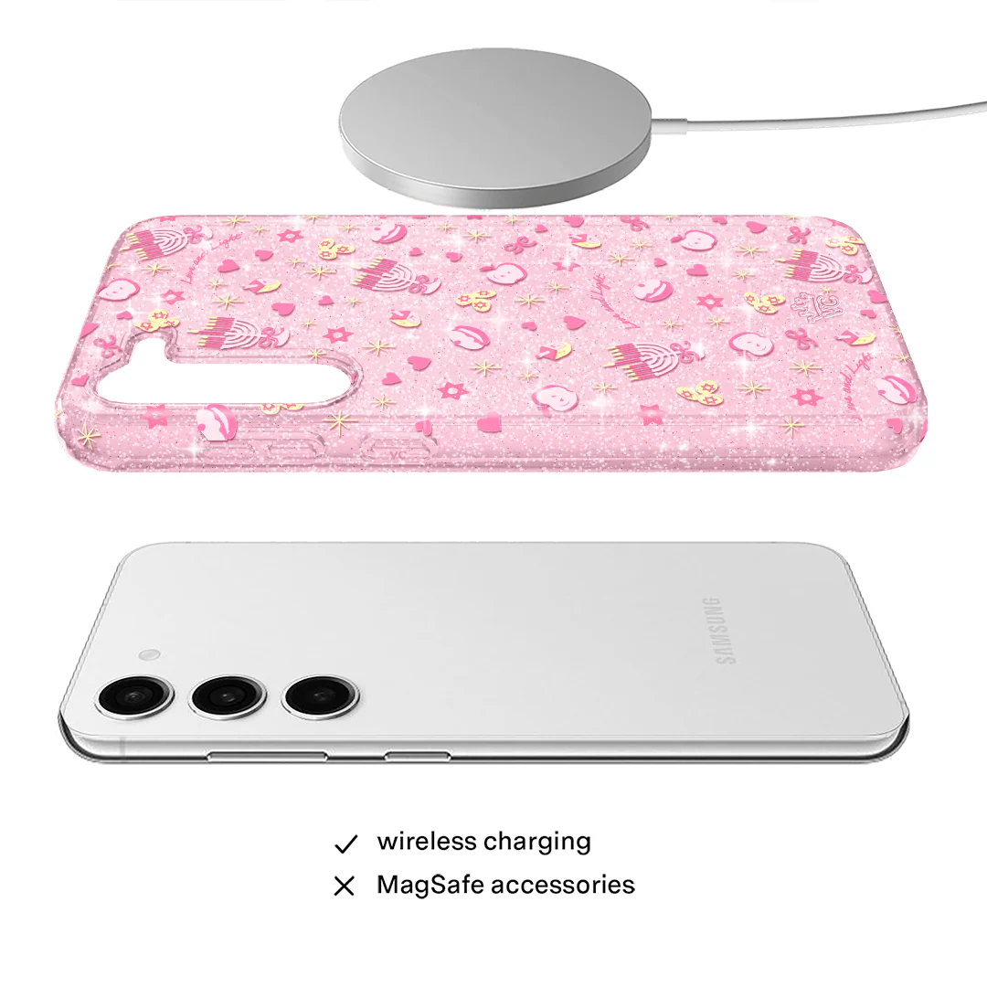 Pink Hanukkah Glitter Samsung Case - Image 44