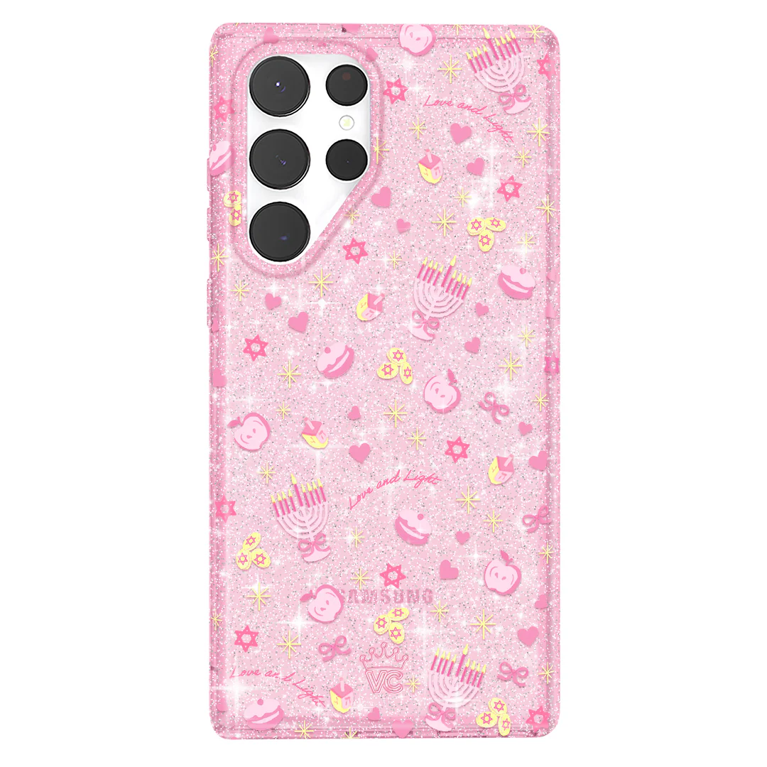Pink Hanukkah Glitter Samsung Case - Image 46