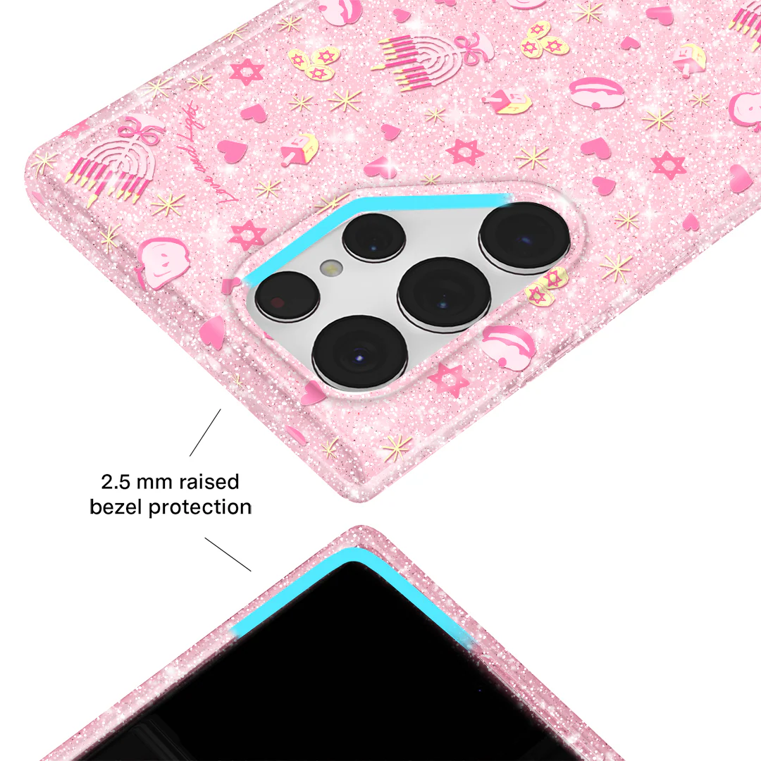 Pink Hanukkah Glitter Samsung Case - Image 47