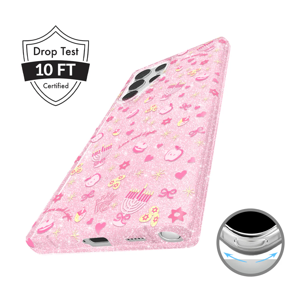 Pink Hanukkah Glitter Samsung Case - Image 48