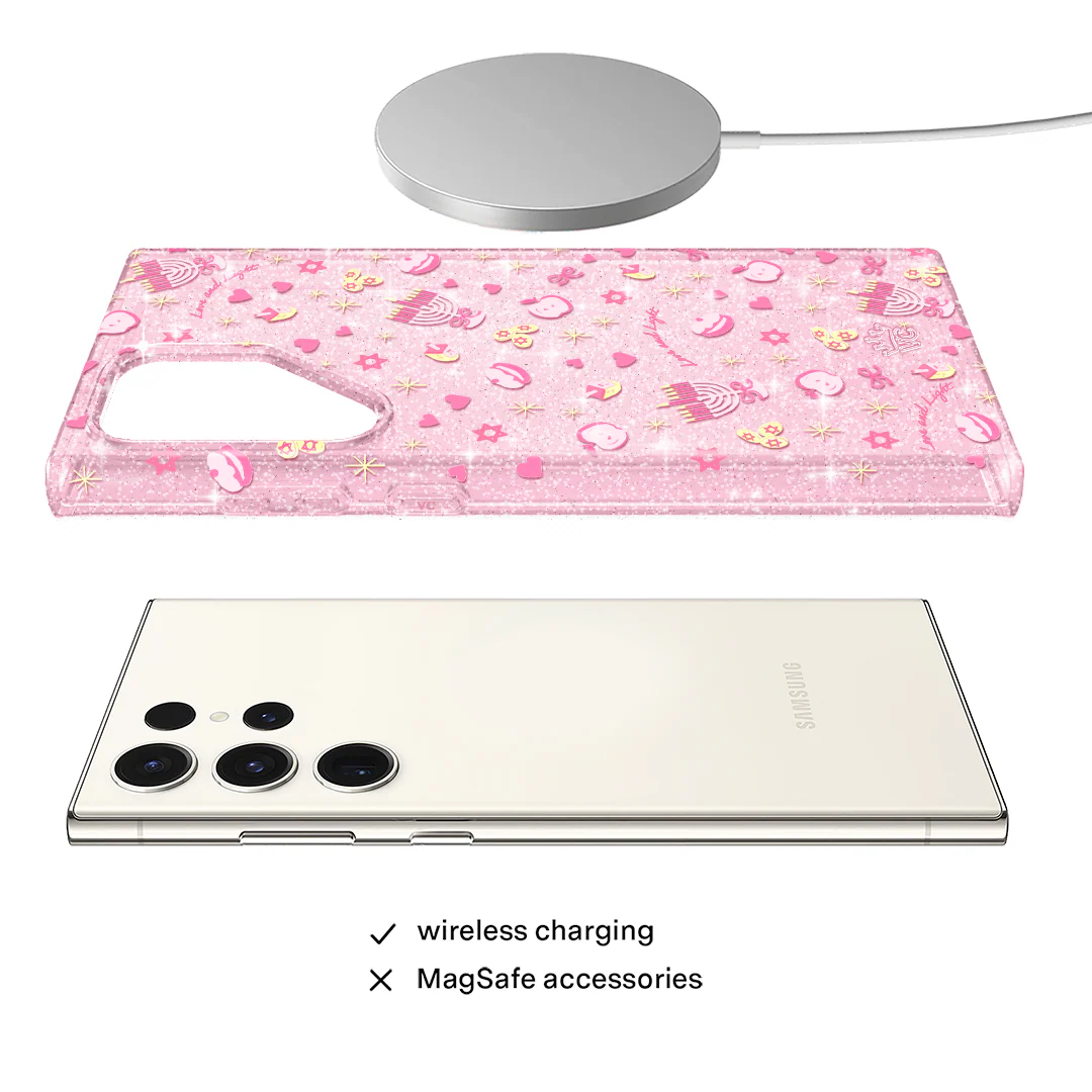Pink Hanukkah Glitter Samsung Case - Image 49