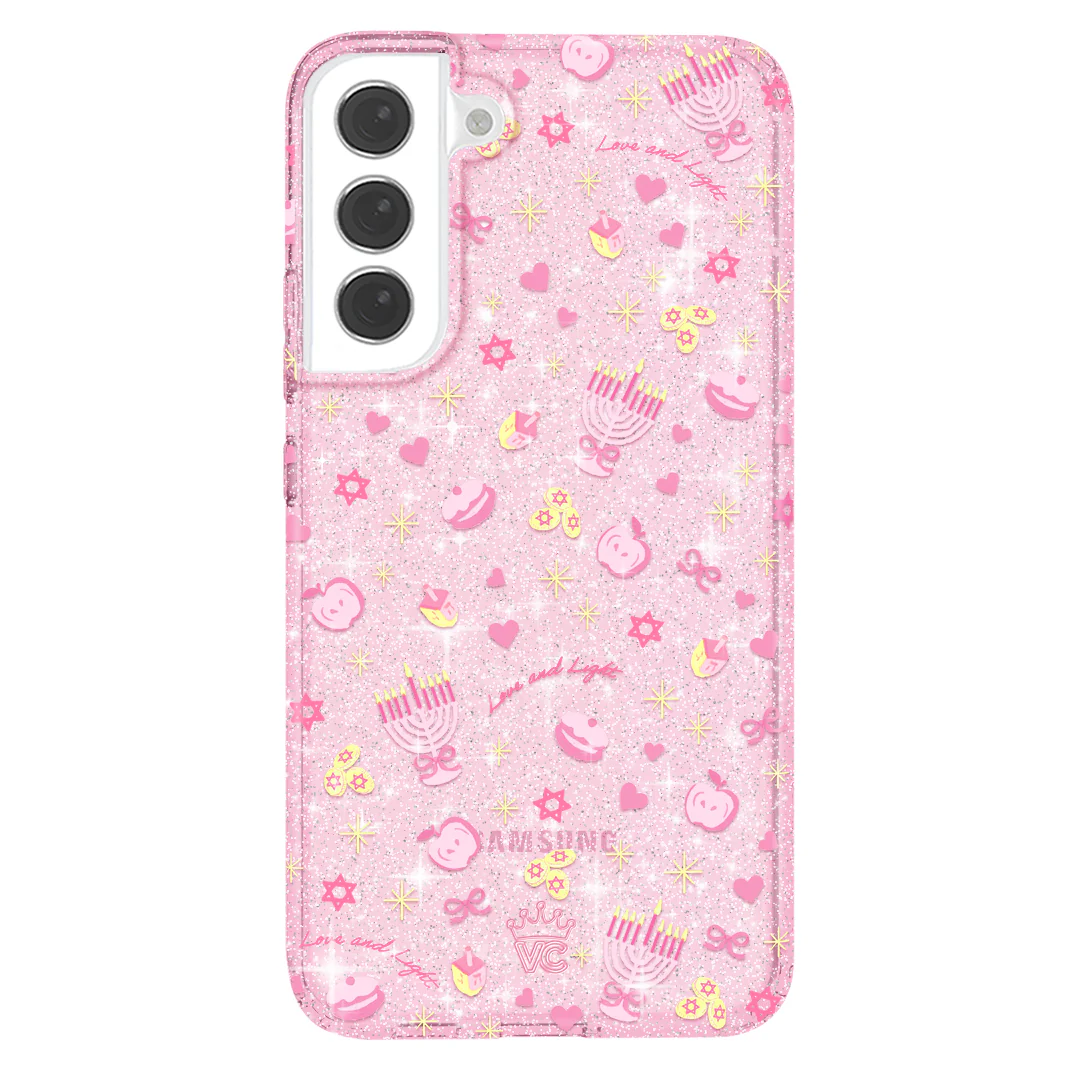 Pink Hanukkah Glitter Samsung Case - Image 51