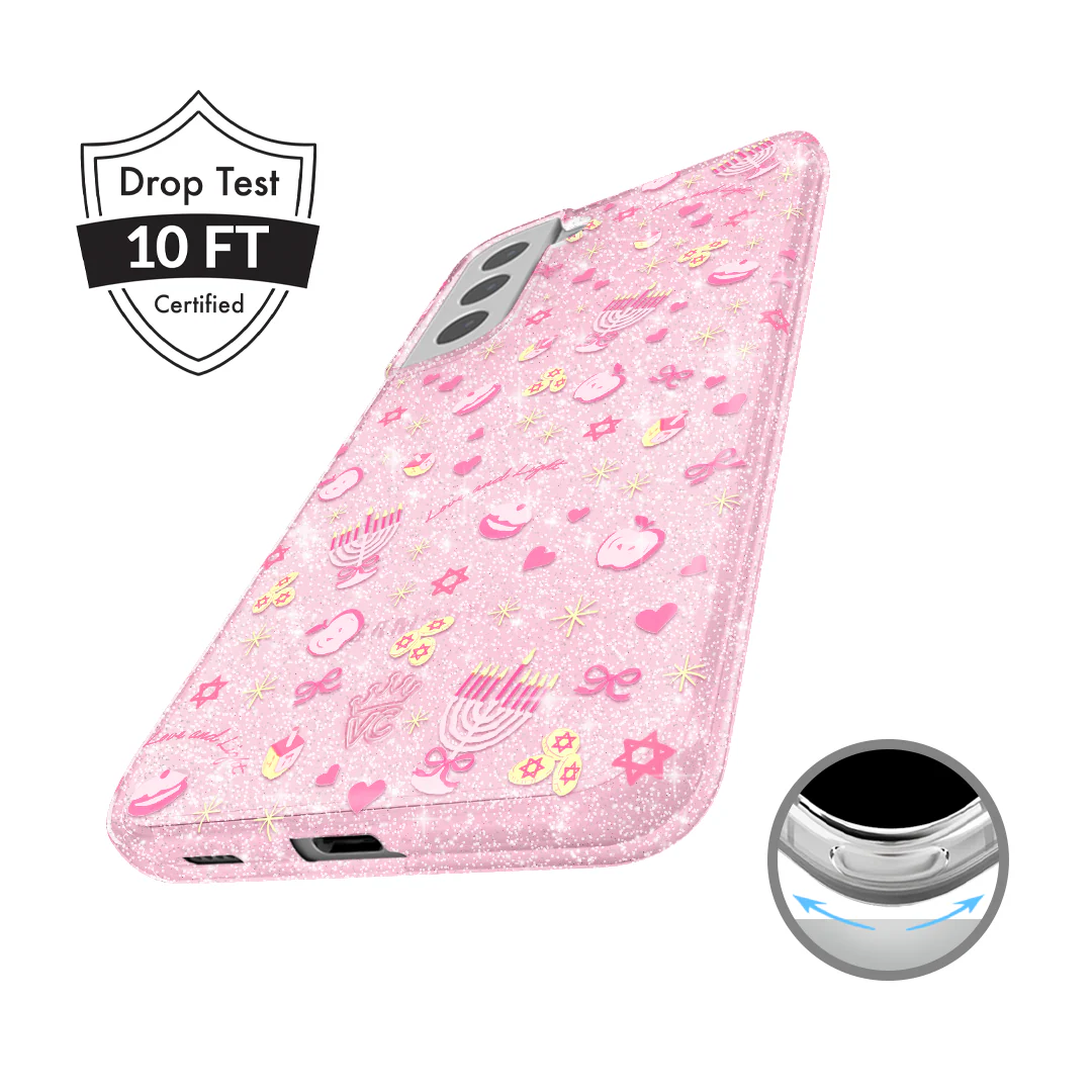 Pink Hanukkah Glitter Samsung Case - Image 52
