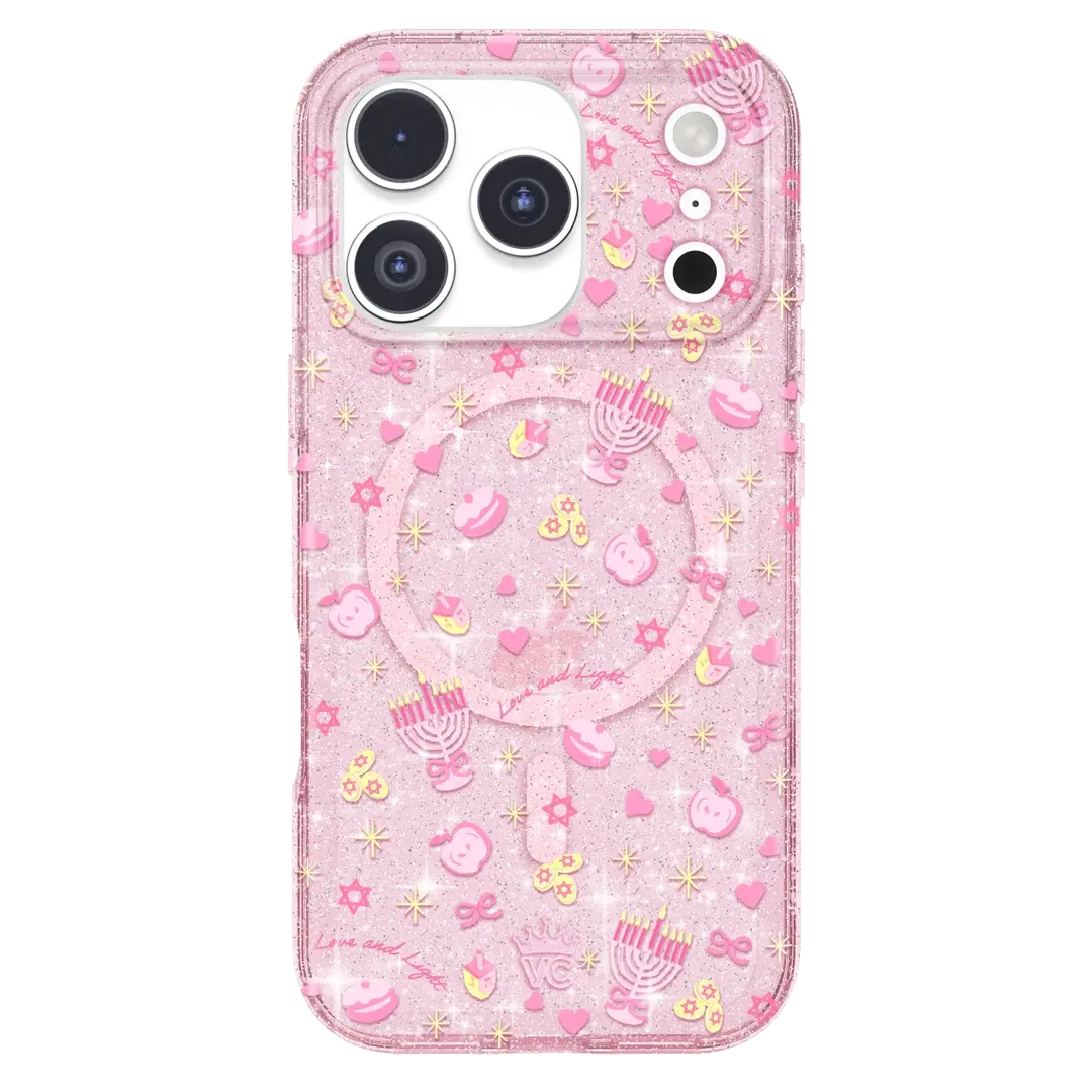 Pink Hanukkah Glitter iPhone Case - Image 11
